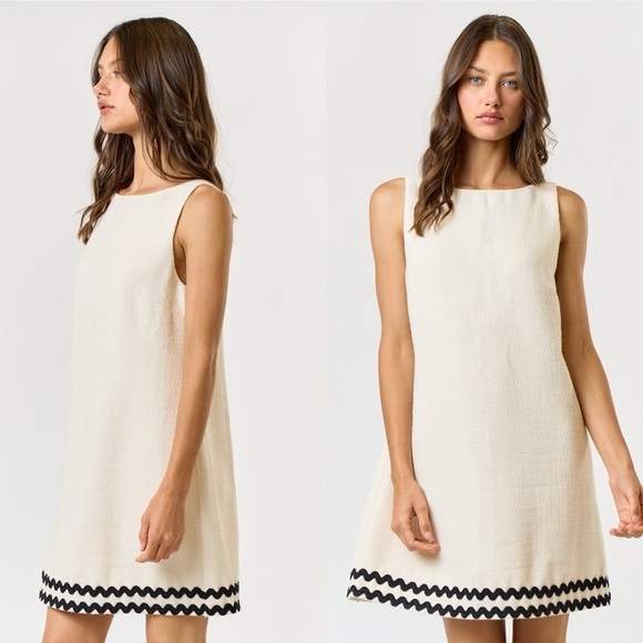 139. Elegant Scalloped Hem Bouclé Mini Dress - Picture 1 of 2